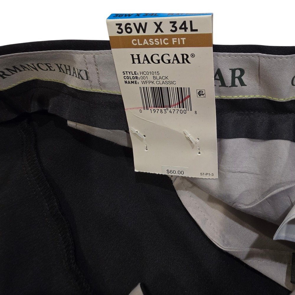 Haggar Mens Wrinkle Free Performance Khaki Pants Black Classic Fit HC01015 36x34 - Picture 5 of 10